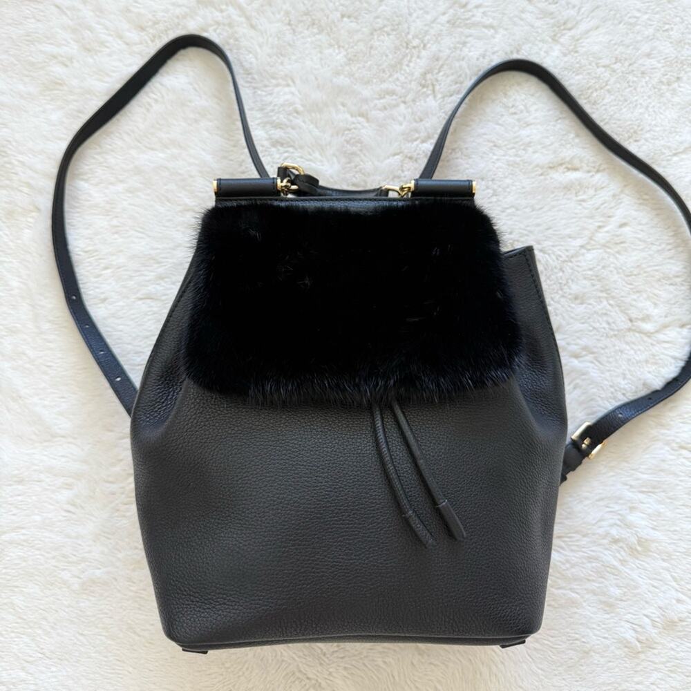 NEW!!! Dolce&Gabbana Sicily fur-trimmed leather backpack Authentic Retail 2550$